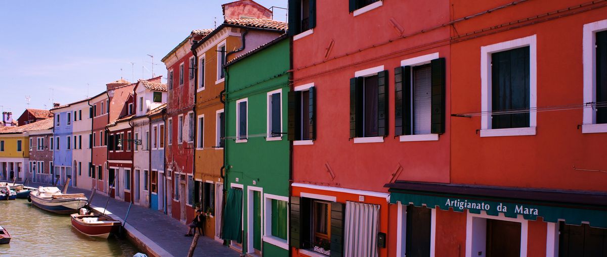 Colorful Riverside Houses in Venice