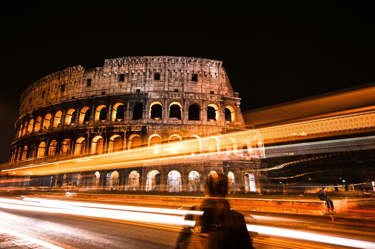 Picture of the Colosseum at night. This was a chance shot as I did not want a bus (or my mum - in the foreground) in the picture bu the result was nice due to the low shutter speed.