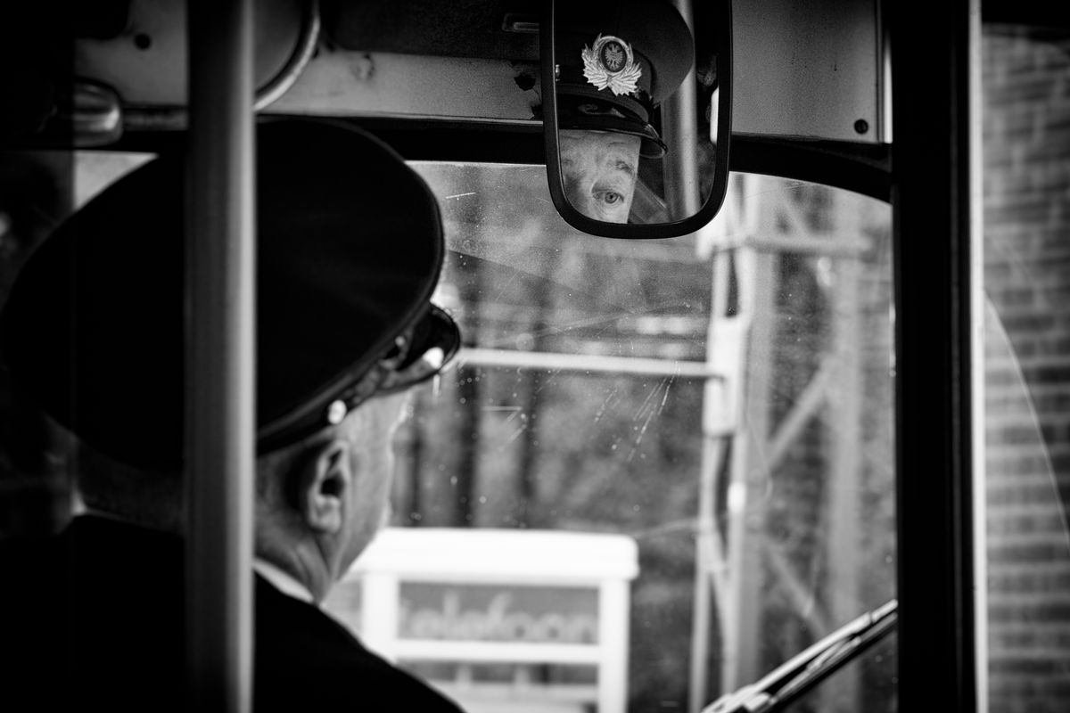 Reflection of the tram driver