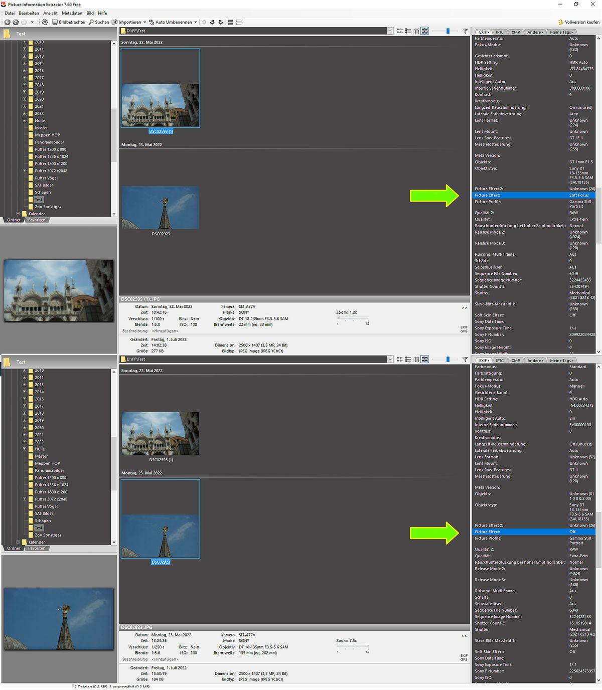 EXIF-Daten via Picmeta Picture Information Extractor ( PIE )