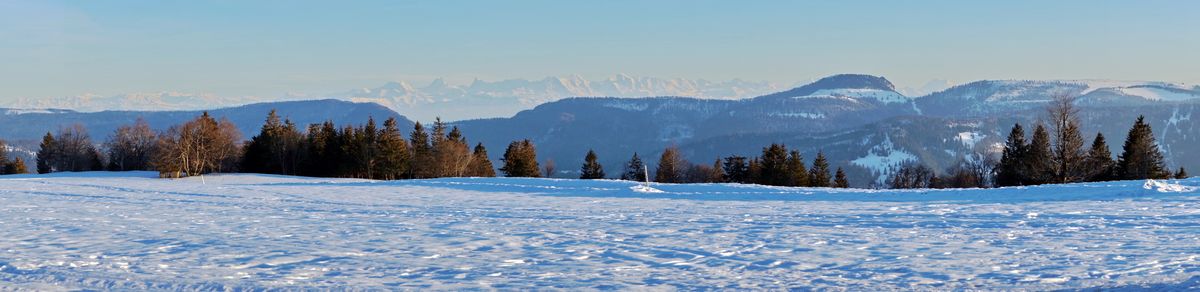 Vue sur les Alpes depuis le Raimeux Jura Bernois Suisse